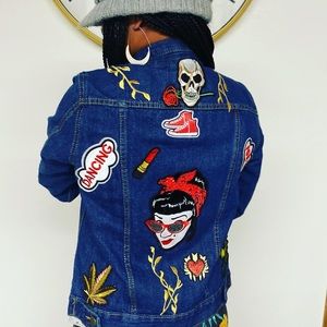 Jean Jacket Custom patches Size Medium